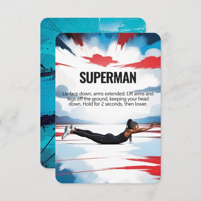 Superman Fitness Card med blå backning Spara Datumet (Fram/baksida)