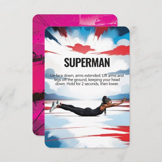 Superman Fitness Card med Rosa Backing Spara Datumet (Fram/baksida)