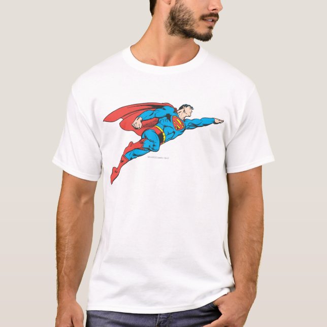 Superman Flies Höger T Shirt (Framsida)