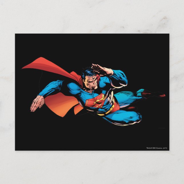 Superman Flies Kick Vykort (Framsida)