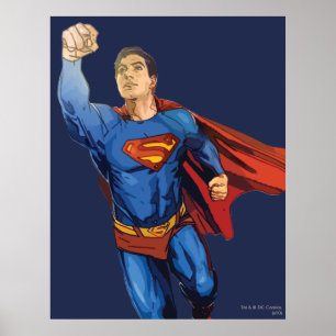Superman Flies Lämnat Poster