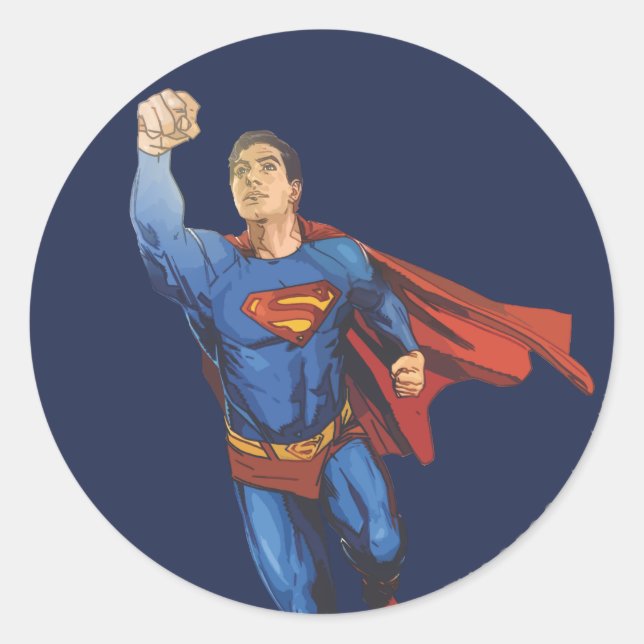Superman Flies Lämnat Runt Klistermärke (Framsida)
