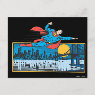 Superman Flies över staden Vykort
