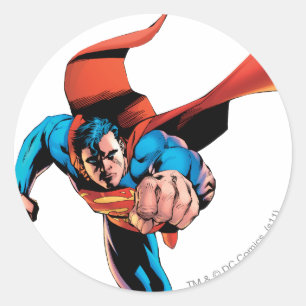 Superman flytta framåt runt klistermärke