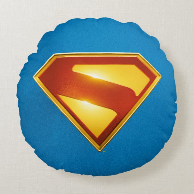 Superman Golden S Shield Brilliance Rund Kudde (Framsidan)