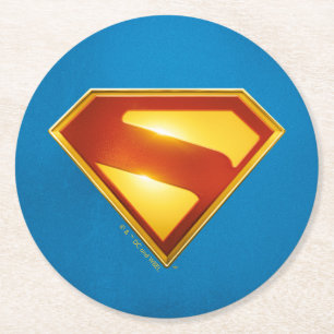 Superman Golden S Shield Brilliance Underlägg Papper Rund