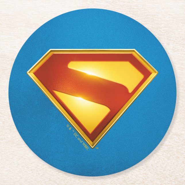 Superman Golden S Shield Brilliance Underlägg Papper Rund (Framsidan)