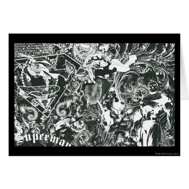 Superman Grått Collage Hälsningskort (Framsidan Horizontal)