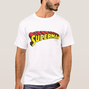 Superman Gult Red Brev Logotyp Tee Shirt