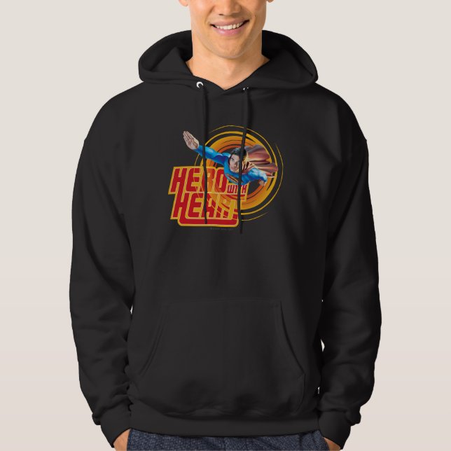 Superman Hero med hjärta Sweatshirt Med Luva (Framsida)