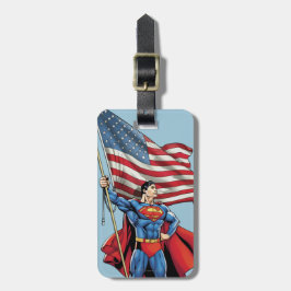 Superman Holding US Flagga Bagagebricka