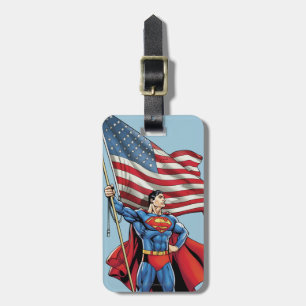 Superman Holding US Flagga Bagagebricka