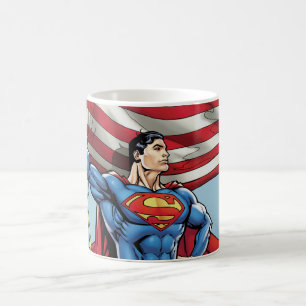 Superman Holding US Flagga Kaffemugg