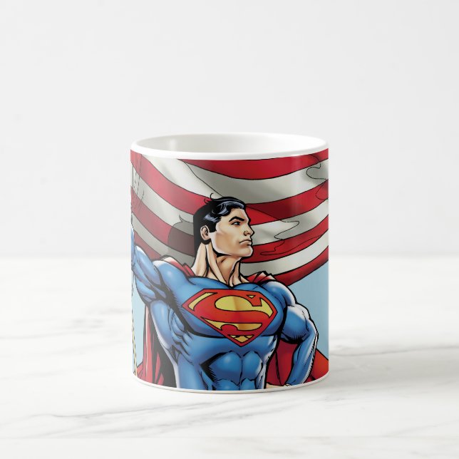 Superman Holding US Flagga Kaffemugg (Center)