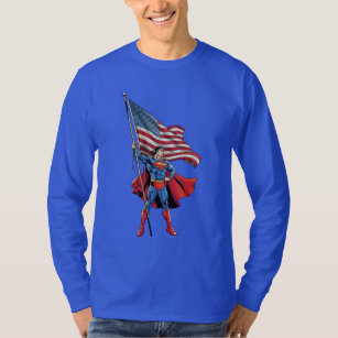 Superman Holding US Flagga T-shirt