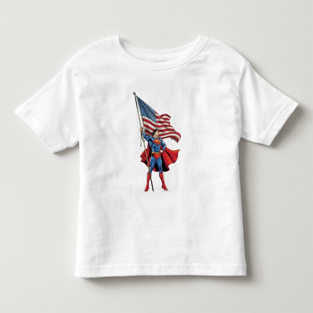 Superman Holding US Flagga T-shirt (Framsida)