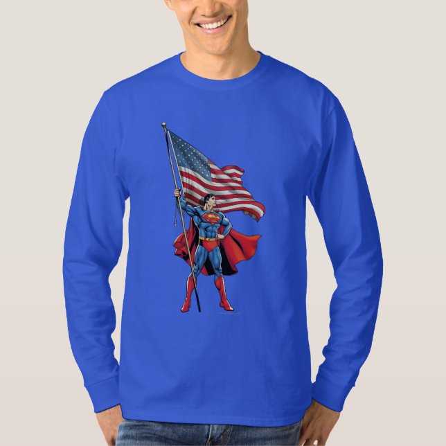 Superman Holding US Flagga Tröja (Framsida)