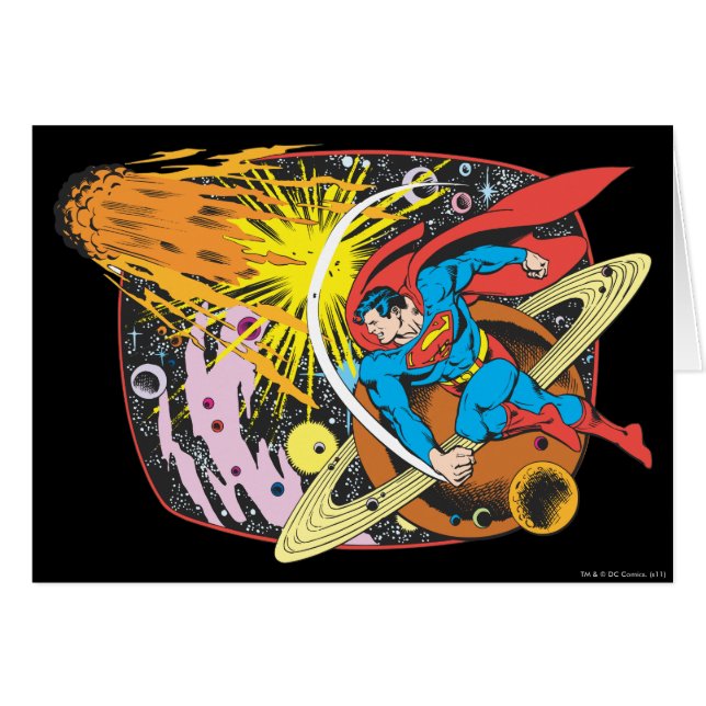 Superman i rymden hälsningskort (Framsidan Horizontal)