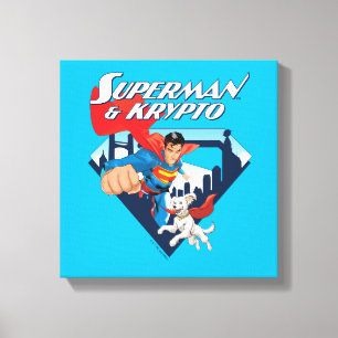 Superman & Krypto Soar Canvastryck