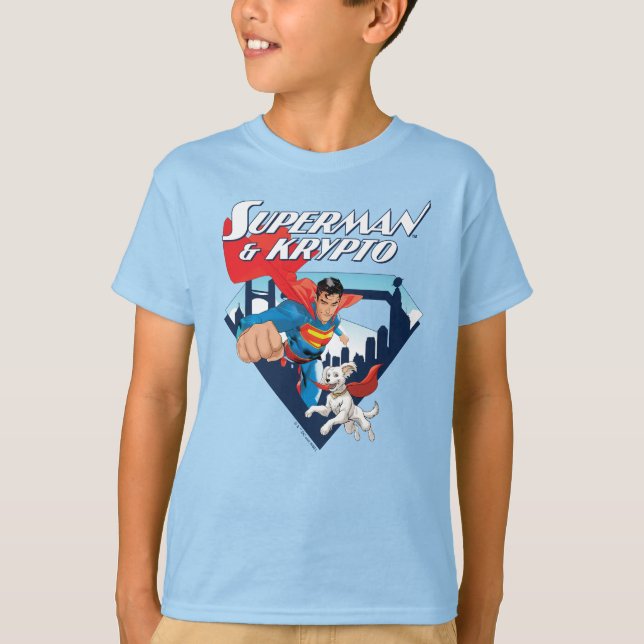 Superman & Krypto Soar T Shirt (Framsida)