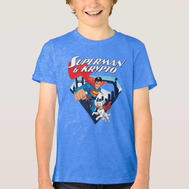 Superman & Krypto Soar T Shirt (Framsida)