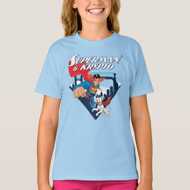 Superman & Krypto Soar T Shirt (Framsida)