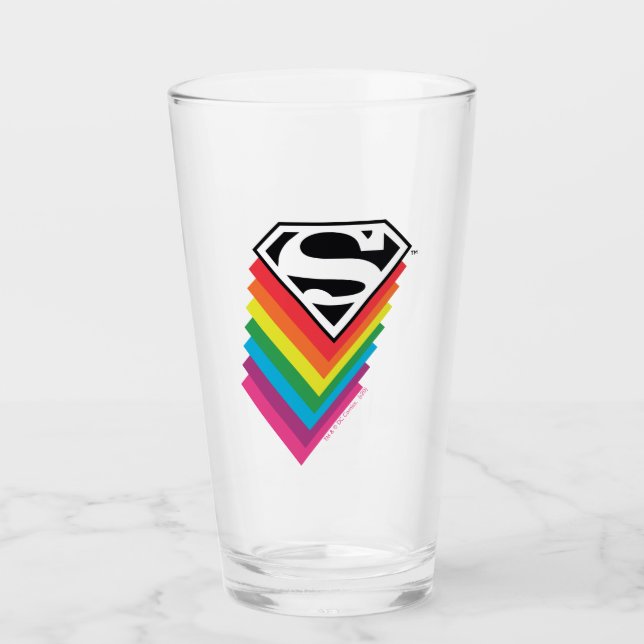 Superman Layed Rainbow Logotyp Glaskopp (Framsida)