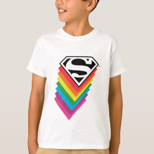 Superman Layed Rainbow Logotyp T Shirt