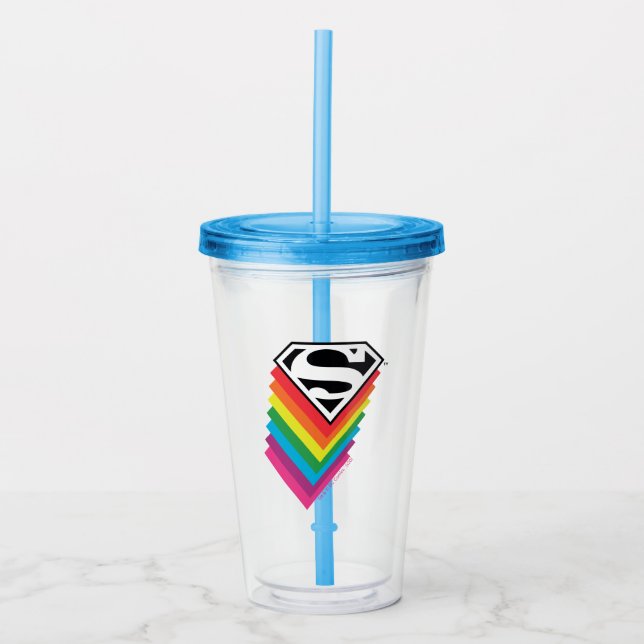 Superman Layed Rainbow Logotyp Take Away Mugg (Framsida)