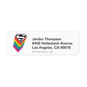 Superman Layered Rainbow Logotyp Returadress Etikett