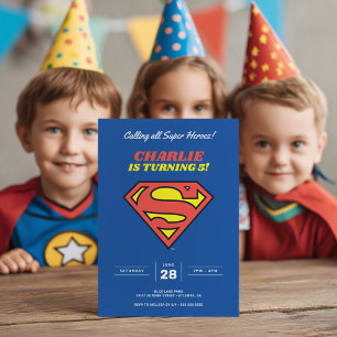 Superman Logotyp Blue Toppen Hero Birthday Inbjudningar