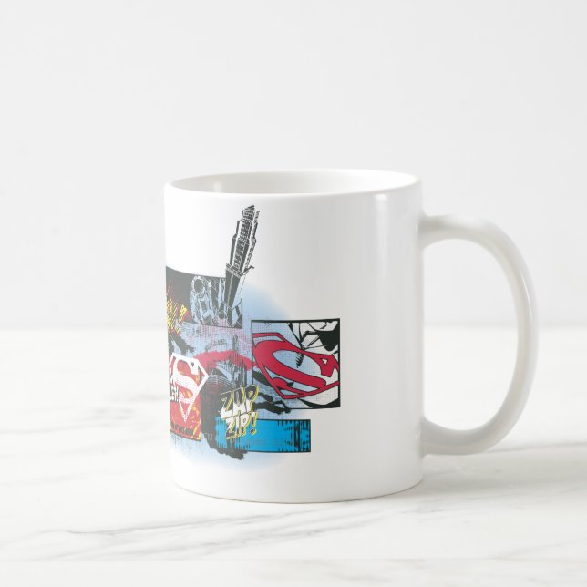 Superman Logotyp Collage Kaffemugg (Höger)