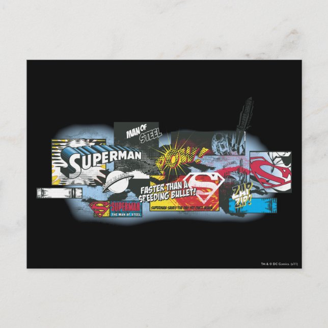 Superman Logotyp Collage Vykort (Framsida)