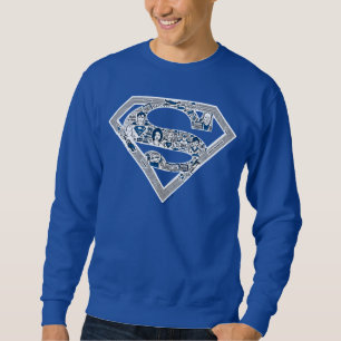 Superman Logotyp Doodle Art Lång Ärmad Tröja
