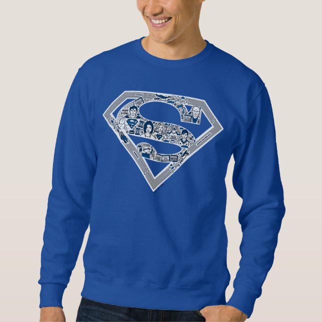 Superman Logotyp Doodle Art Lång Ärmad Tröja (Framsida)
