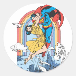 Superman & Lois i Gult Runt Klistermärke