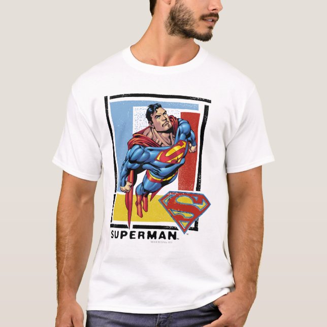 Superman med färgad bakgrund t shirt (Framsida)