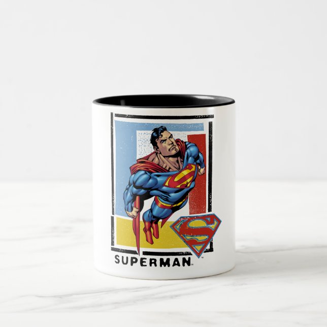 Superman med färgad bakgrund Två-Tonad mugg (Center)