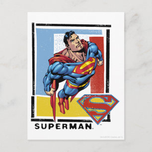 Superman med färgad bakgrund vykort