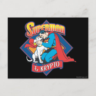 Superman med Krypto Vykort