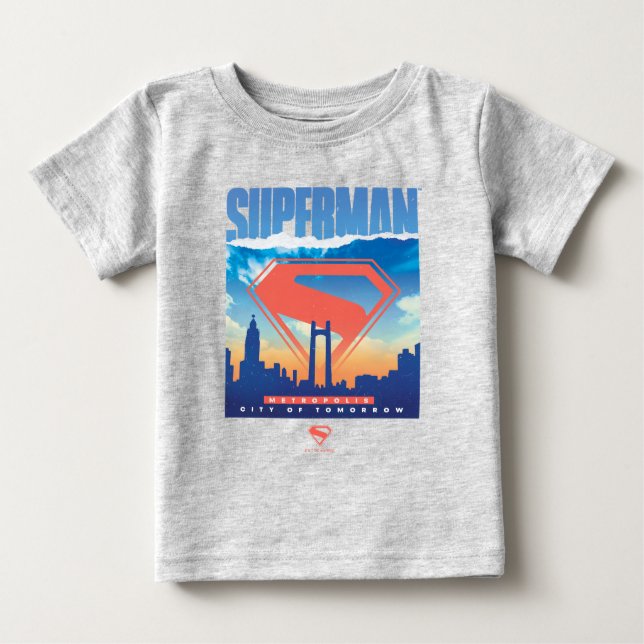 Superman Metropolis Skyline blir T Shirt (Framsida)