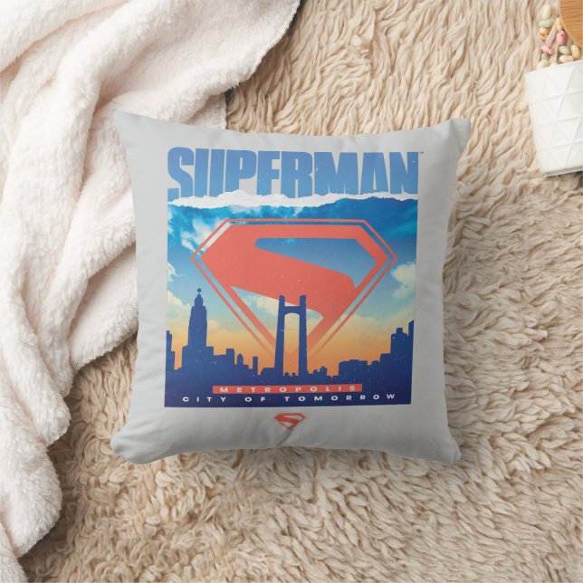 Superman Metropolis Skyline Kudde (Filt)