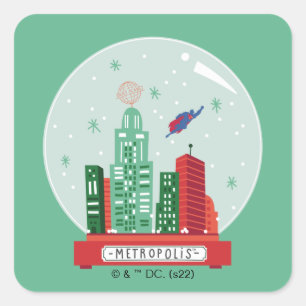 Superman Metropolis Snö Globe Graphic Fyrkantigt Klistermärke