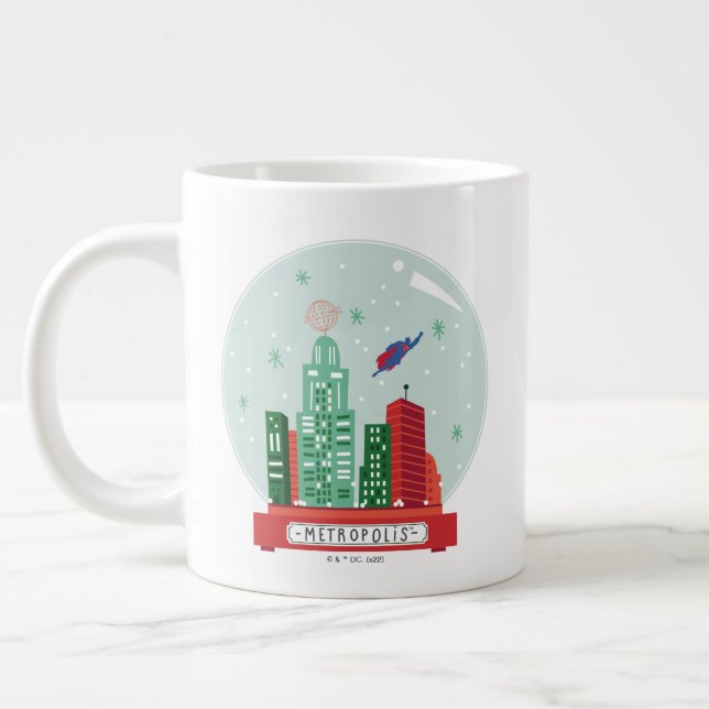 Superman Metropolis Snö Globe Graphic Jumbo Mugg (Vänster)