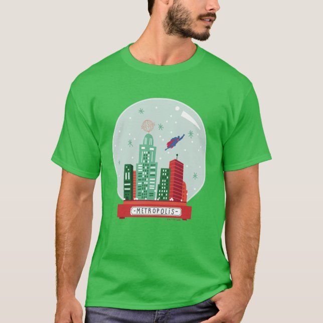 Superman Metropolis Snö Globe Graphic T Shirt (Framsida)