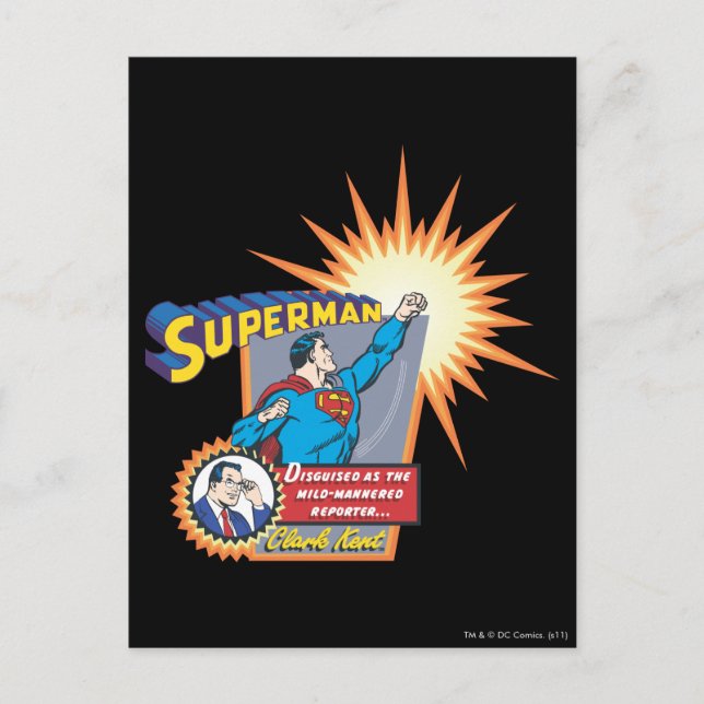 Superman och Clark Kent Vykort (Framsida)