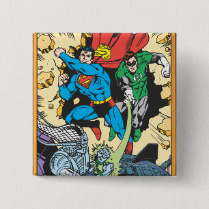 Superman och Grönt Lantern Fight Brainiac Knapp