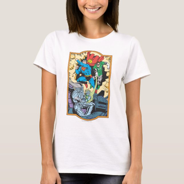 Superman och Grönt Lantern Fight Brainiac T-shirt (Framsida)