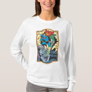 Superman och Grönt Lantern Fight Brainiac Tee