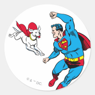 Superman och Krypto 2 Runt Klistermärke